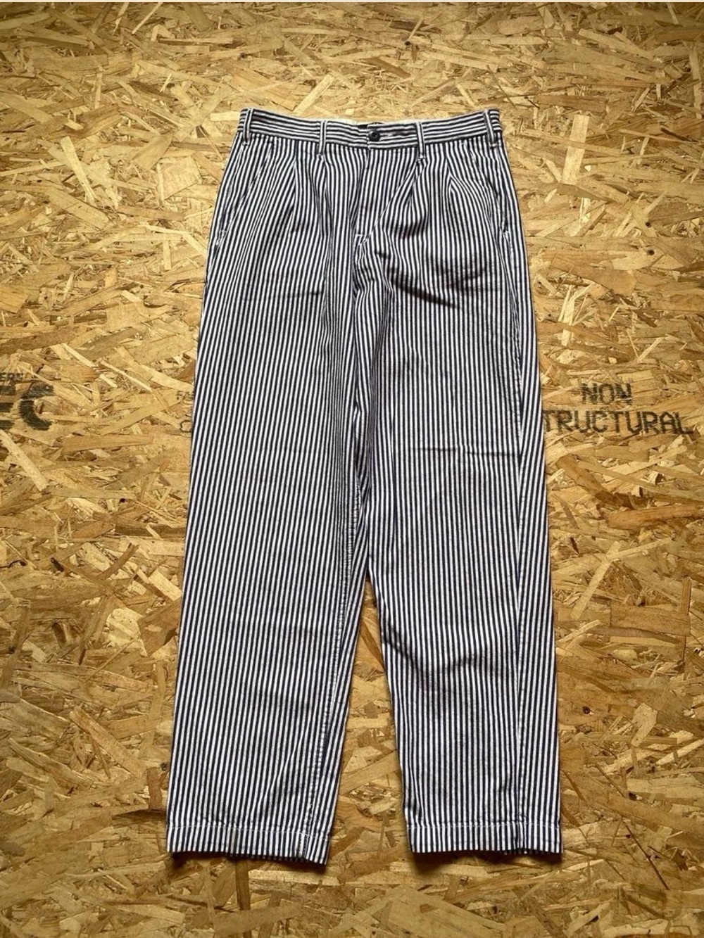 Men's Obey Navy & White Striped Pants - Classic Tailored Fit